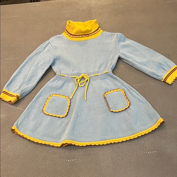 Misha And Puff Other - Misha & Puff Blue with Yellow and Red Kids detailed Dress